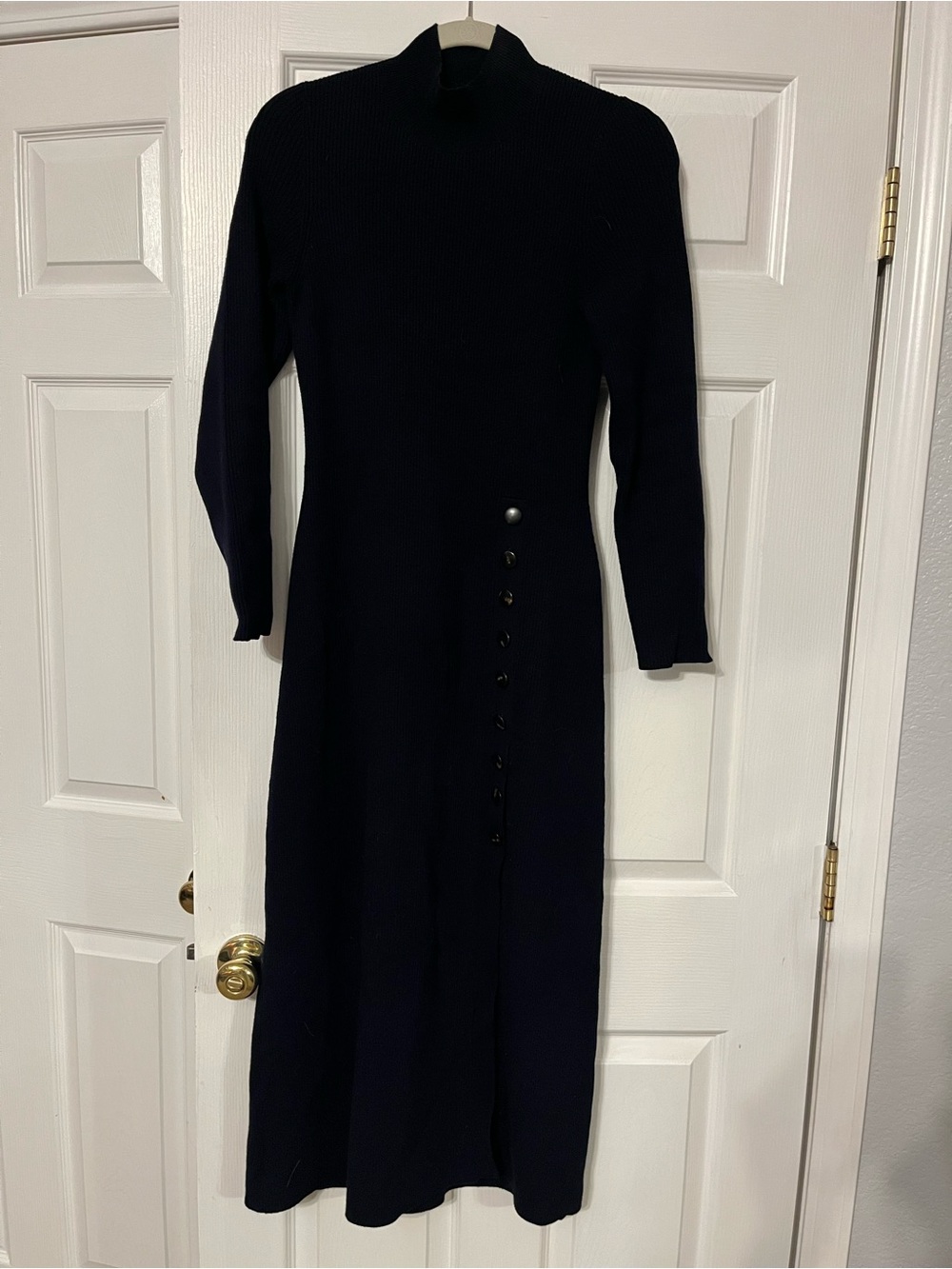 Sezane Harper Merino Wool Dress Navy - Size M - Picture 4 of 4